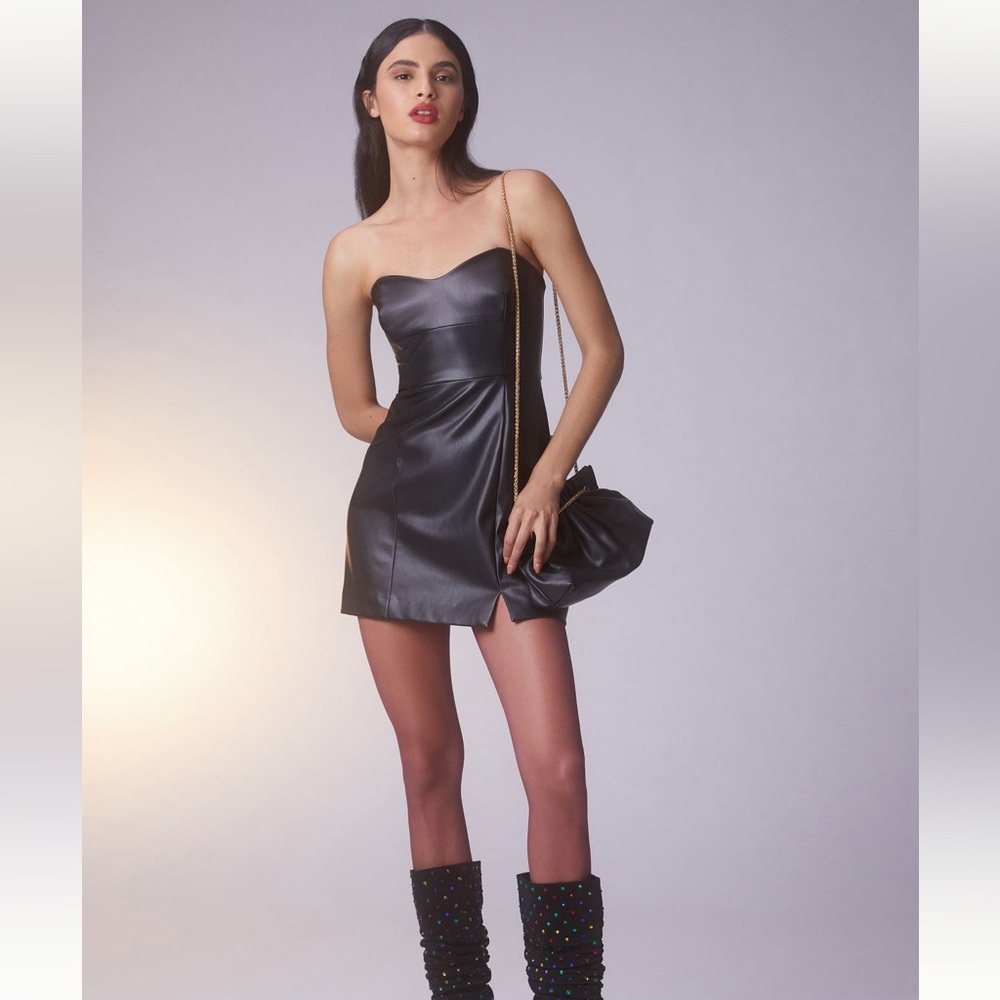 Hutch Strapless Faux Leather Mini Dress
